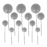 Patisdécor Silber Dekokugeln auf Draht, 12 Stück Patisdécor Silber Dekokugeln auf Draht, 12 Stück