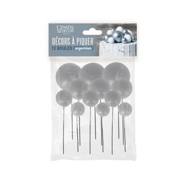 Patisdécor Silber Dekokugeln 12 Stück – Tortendeko für Layer Cakes & Hochzeitstorten