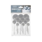 Patisdécor Silver Decorative Balls on Wire, 12 pcs