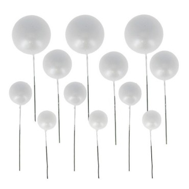 Patisdécor White Decoration Balls on Wire 12 pcs – Cake Topper