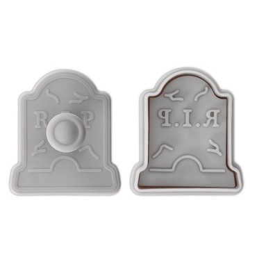 Städter Halloween Grabstein Ausstecher – 3D Keks-Ausstecher mit Prägung & Auswerfer