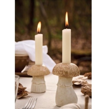 Mushroom Candle Holder 10.7 cm – Ceramic Taper Candle Holder for Autumn Décor