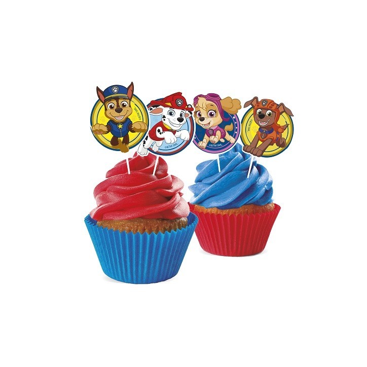 deKora Paw Patrol Cupcake Topper 16 Stück – Chase, Skye & Marshall Tortendeko | Bakeria.ch