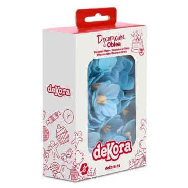 deKora Edible Blue Wafer Flowers 4 cm – 18 pcs | Elegant Cake Decorations | Bakeria.ch