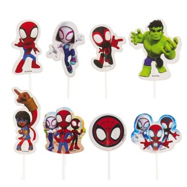 deKora Spidey Cupcake Toppers 16 pcs – Marvel Heroes Cake Decorations | Bakeria.ch