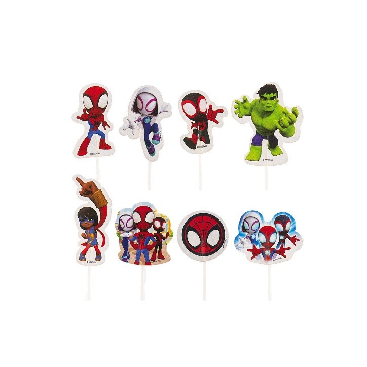 deKora Spidey Cupcake Toppers 16 pcs – Marvel Heroes Cake Decorations | Bakeria.ch