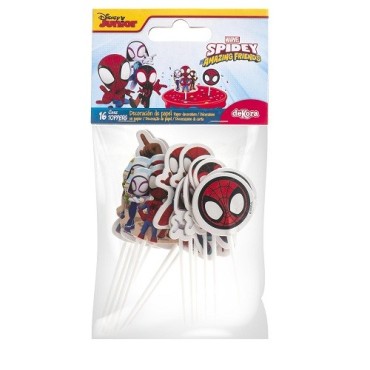 deKora Spidey Cupcake Toppers 16 pcs – Marvel Heroes Cake Decorations | Bakeria.ch