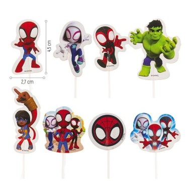 deKora Spidey Cupcake Toppers 16 pcs – Marvel Heroes Cake Decorations | Bakeria.ch