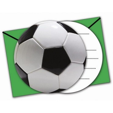 Procos Einladungskarten Fussball 6 Stück – runde Karten mit Umschlag | Bakeria.ch