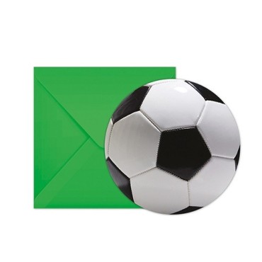 Procos Einladungskarten Fussball 6 Stück – runde Karten mit Umschlag | Bakeria.ch