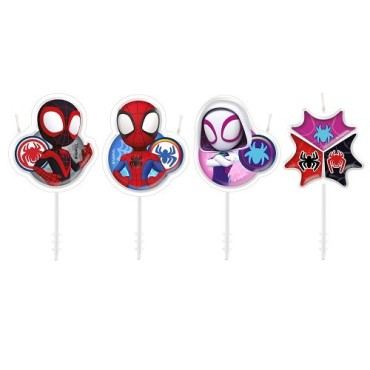 deKora Marvel Spidey Kerzen 4 Stück für Kindergeburtstag