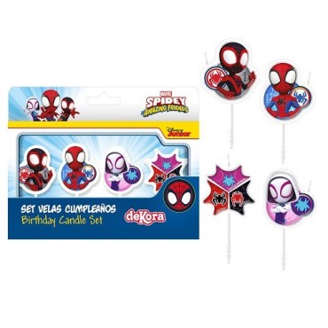 deKora Marvel Spidey Kerzen 4 Stück für Kindergeburtstag