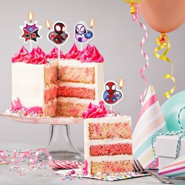 deKora Marvel Spidey Kerzen 4 Stück für Kindergeburtstag