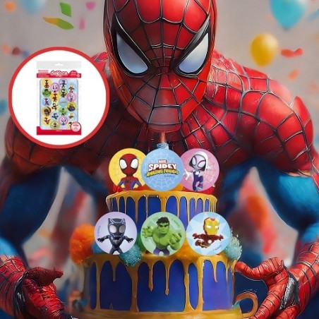 deKora Marvel Spidey Esspapier Cupcake Topper 20 Stück – Essbare Superhelden Deko | Bakeria.ch