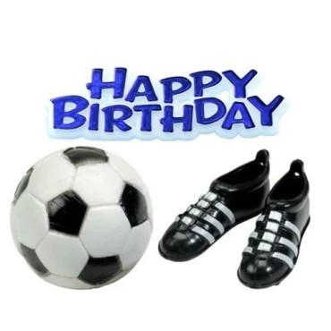 Anniversary House Fussball Schuhe Tortendekoration mit Happy Birthday Schild Blau