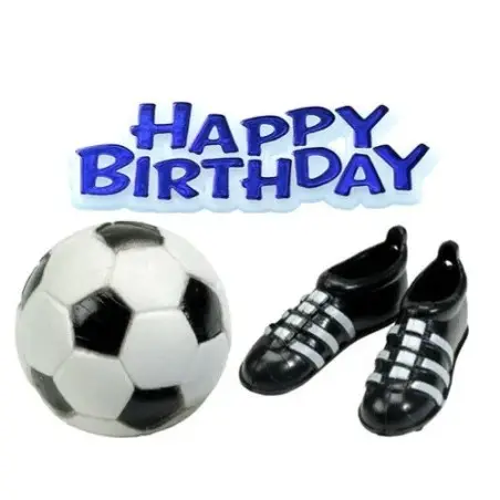 Anniversary House Football Cake Topper Set – Ball, Boots & Happy Birthday Sign | Bakeria.ch