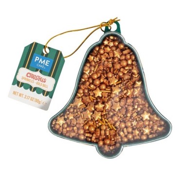 PME Weihnachts-Streudekor Gold Bell 90g – Festliche Sprinkles in Glockenbox | Bakeria.ch