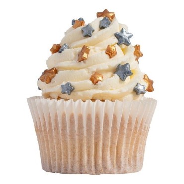 PME Weihnachtsstreusel Gold & Silver Stars – Zuckersterne für festliche Dekoration (25 g)