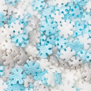 PME Christmas Snowflake Sprinkle Charms – Edible Blue, Silver & White Decorations (25 g)