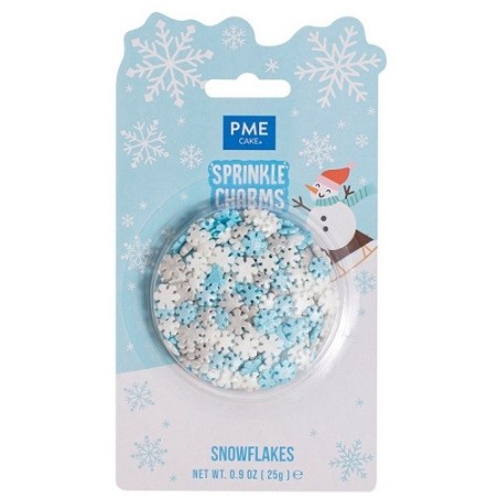 PME Weihnachtsstreusel Snowflakes – essbare Schneeflocken-Deko in Blau, Silber & Weiss (25 g)