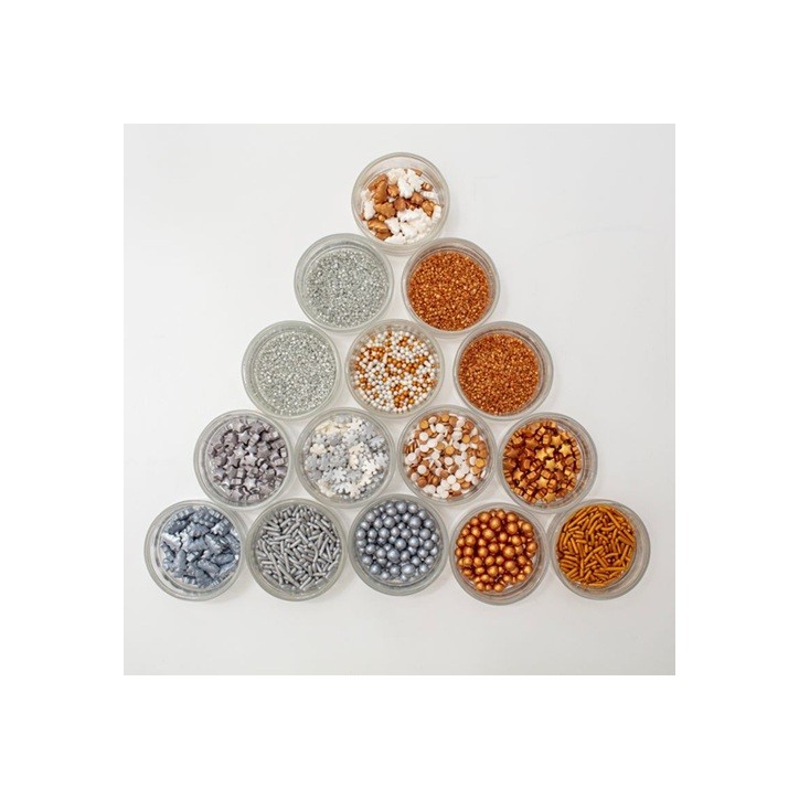 PME Metallic Weihnachtsstreusel Set – 30er Megapack mit Gold- & Silber-Streuseln (180 g)
