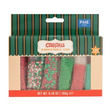 PME Classic Christmas Sprinkles MegaPack – 30 Assorted Festive Sprinkle Mixes (180 g)