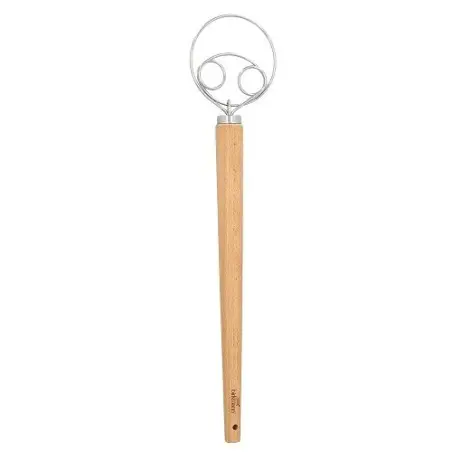Birkmann Dänischer Teigrührer Schneebesen 34 cm – 2 Schlaufen aus Edelstahl & Holzgriff