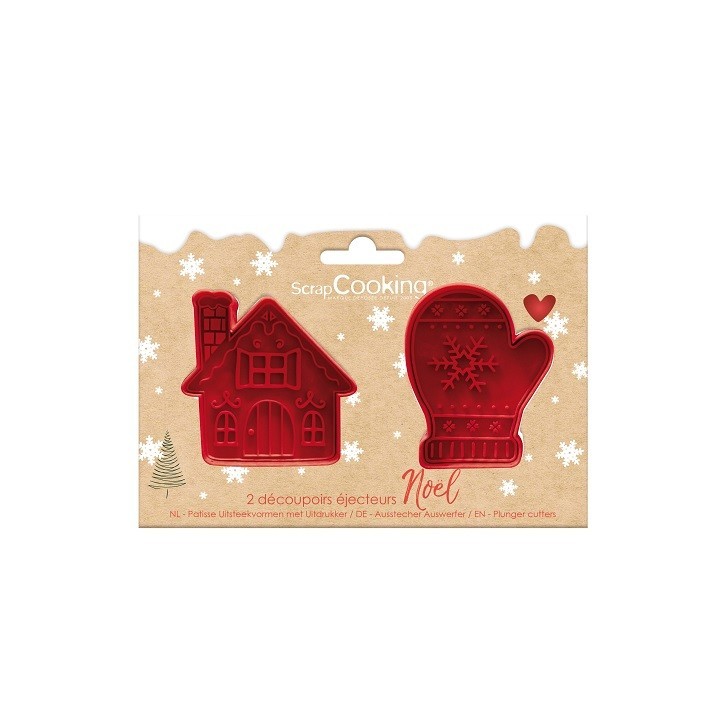 ScrapCooking Ausstecherset Haus & Handschuh – Weihnachts Ausstecher mit Auswerfer, 2-teilig