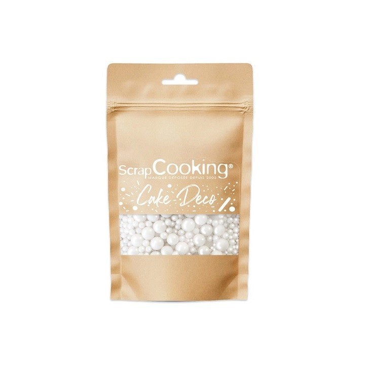 ScrapCooking Sugar Pearls Mix White 60 g – Elegant Cake & Cupcake Decoration