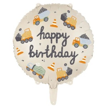 PartyDeco Folienballon Baustelle 35 cm – Happy Birthday Ballon | Bakeria.ch