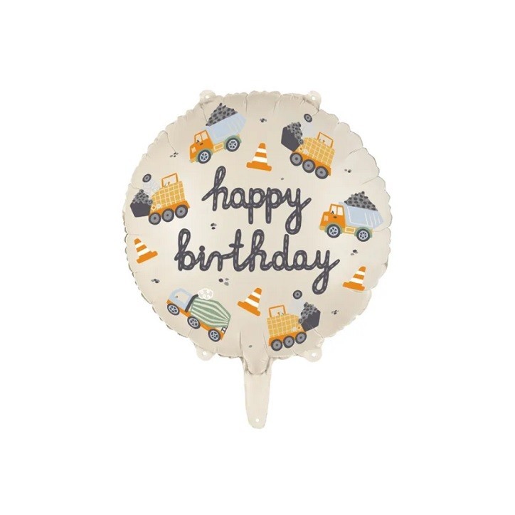 PartyDeco Folienballon Baustelle 35 cm – Happy Birthday Ballon | Bakeria.ch