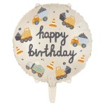 PartyDeco Happy Birthday Baustelle Folienballon, 35cm