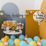 PartyDeco Happy Birthday Baustelle Folienballon, 35cm