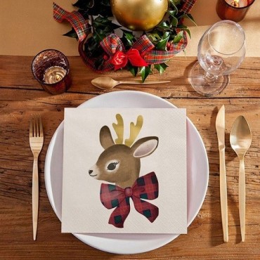PartyDeco Reindeer Napkins – 12 pcs, 33x33 cm | Christmas Table Decor | Bakeria.ch