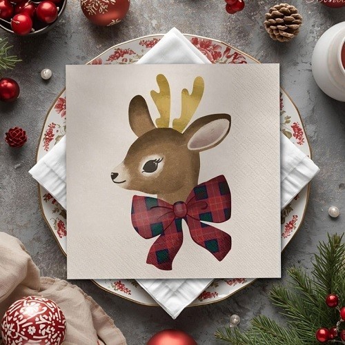 PartyDeco Reindeer Napkins, 12 pcs