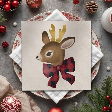 PartyDeco Reindeer Napkins – 12 pcs, 33x33 cm | Christmas Table Decor | Bakeria.ch