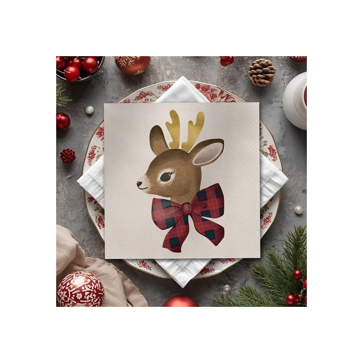 PartyDeco Reindeer Napkins – 12 pcs, 33x33 cm | Christmas Table Decor | Bakeria.ch