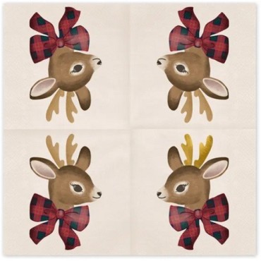 PartyDeco Reindeer Napkins – 12 pcs, 33x33 cm | Christmas Table Decor | Bakeria.ch