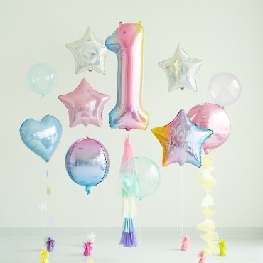 PartyDeco Zahlenballon 1 Pastell Regenbogen 86 cm – Folienballon | Bakeria.ch