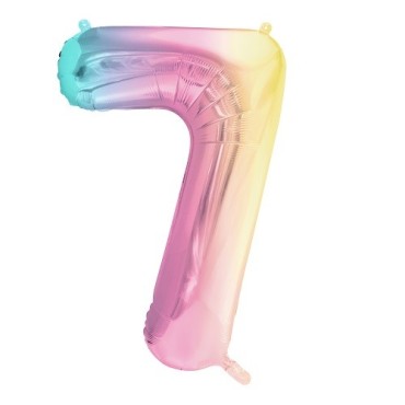 PartyDeco Zahlenballon 7 Pastell Regenbogen 86 cm – Folienballon | Bakeria.ch