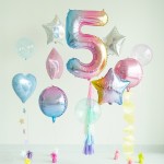 PartyDeco 86cm Regenbogen 5 Zahlenballon PartyDeco 86cm Regenbogen 5 Zahlenballon