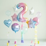 PartyDeco 86cm Number 2 Balloon Pastel Rainbow