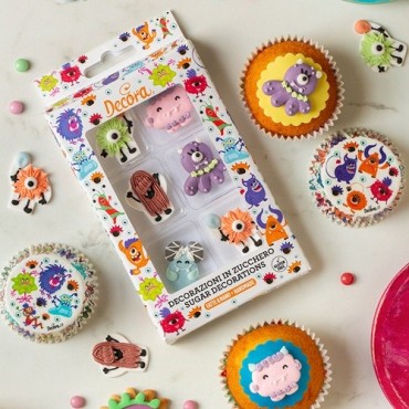 Decora Monster Sugar Decorations 6 pcs – Handmade Gluten-Free | Bakeria.ch