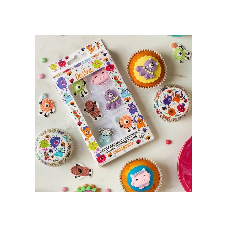 Decora Monster Zuckerdekor 6 Stk – Handgefertigte Tortendeko | Bakeria.ch
