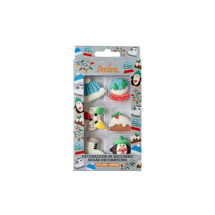 Decora White Christmas Sugar Decorations 6 pcs – Handmade & Gluten-Free | Bakeria.ch