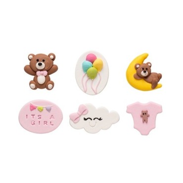 Decora Baby Girl Sugar Decorations 6 pcs – Handmade & Gluten-Free | Bakeria.ch