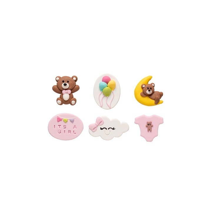 Decora Baby Girl Sugar Decorations 6 pcs – Handmade & Gluten-Free | Bakeria.ch