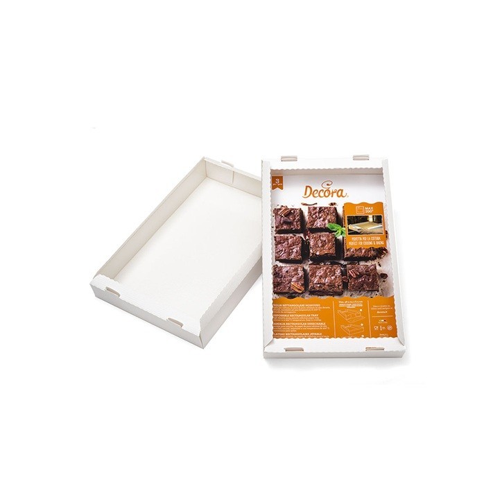 Decora Disposable Brownie Baking Tray 38 × 24 × 5 cm 3 pcs – Paper Bakeware | Bakeria.ch