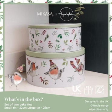 Mikasa x TipperleyHill Robin Cake Tins – 2 Piece Set for Cakes & Cookies