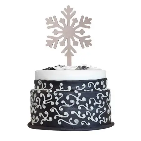 Dekora Silver Snowflake Cake Topper – 13x6 cm Winter Decoration